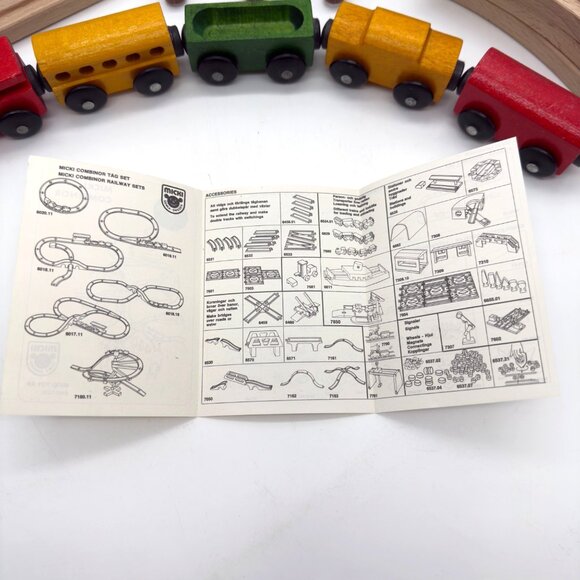 Vintage Micki Wooden Train Set Trains Tracks Bridge More - Picture 8 of 14